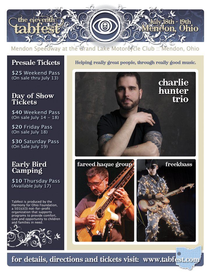 A poster for charlie hunter trio shows a man playing a guitar