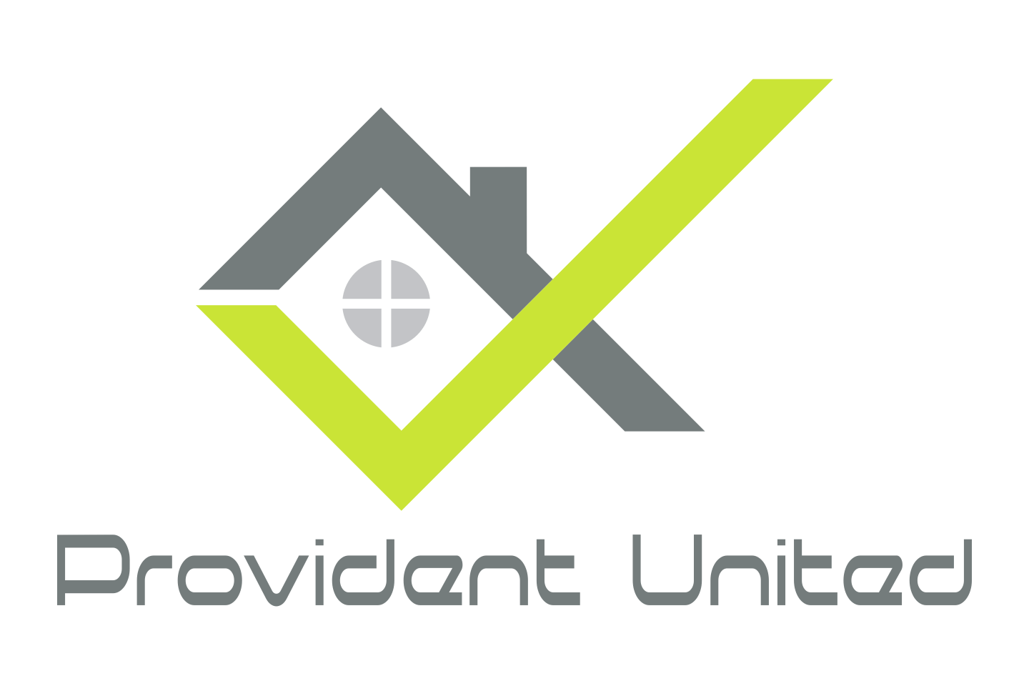 A logo for provident united with a house and a check mark.