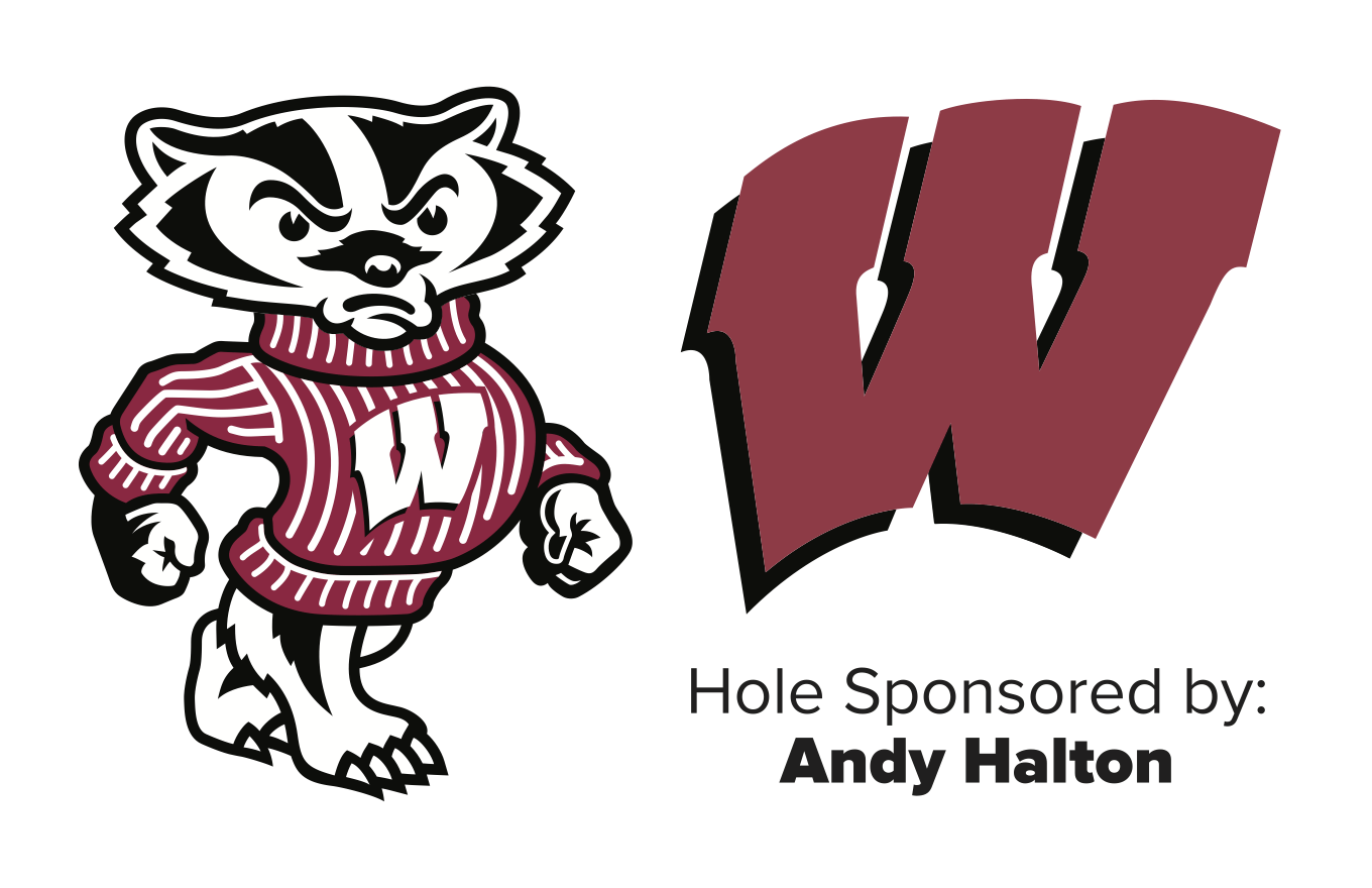 A badger wearing a sweater with the letter w on it