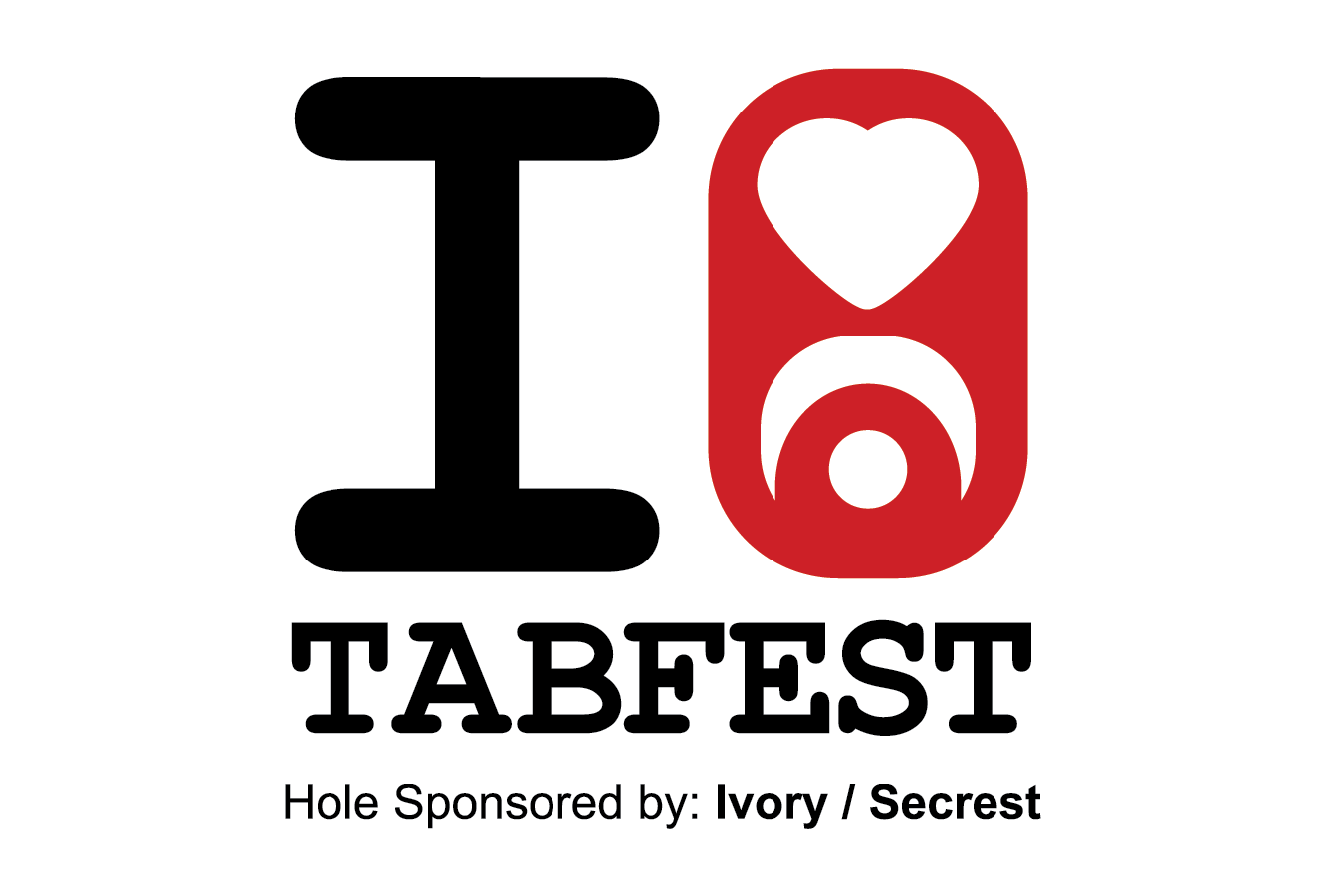 A black and red logo that says i love tabfest
