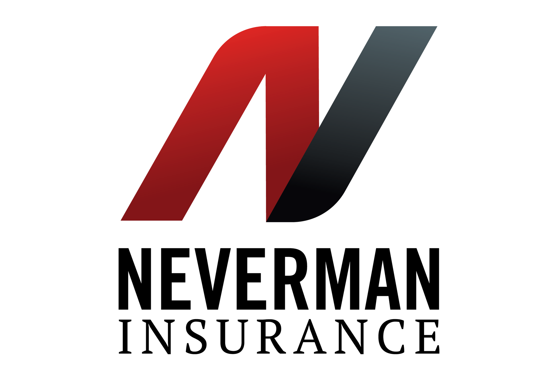 A logo for neverman insurance with a red and black letter n