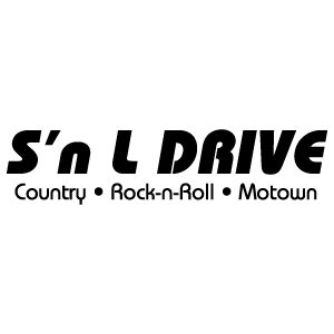 A black and white logo for s 'n l drive country rock n roll motown.