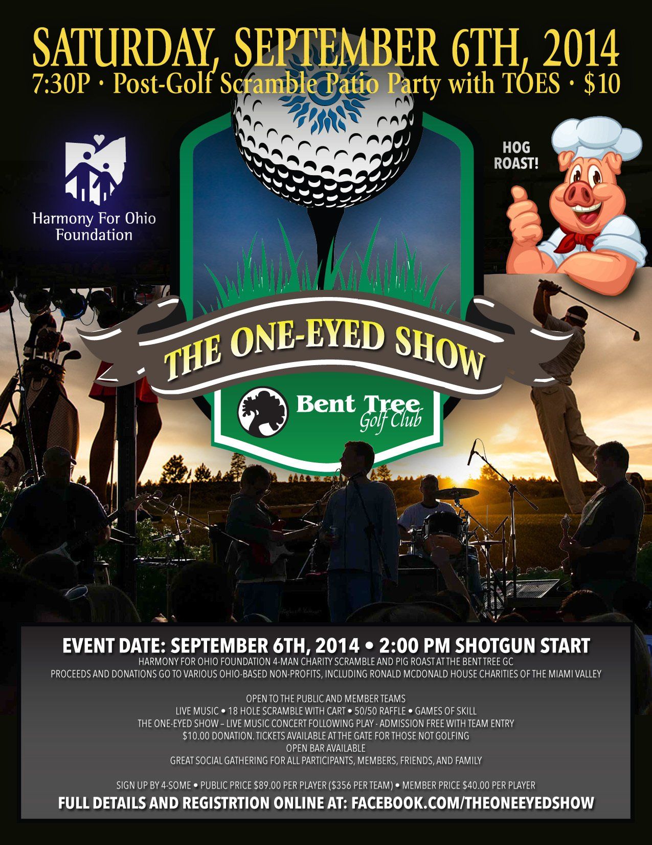 A poster for the one eyed show on saturday september 6th 2014