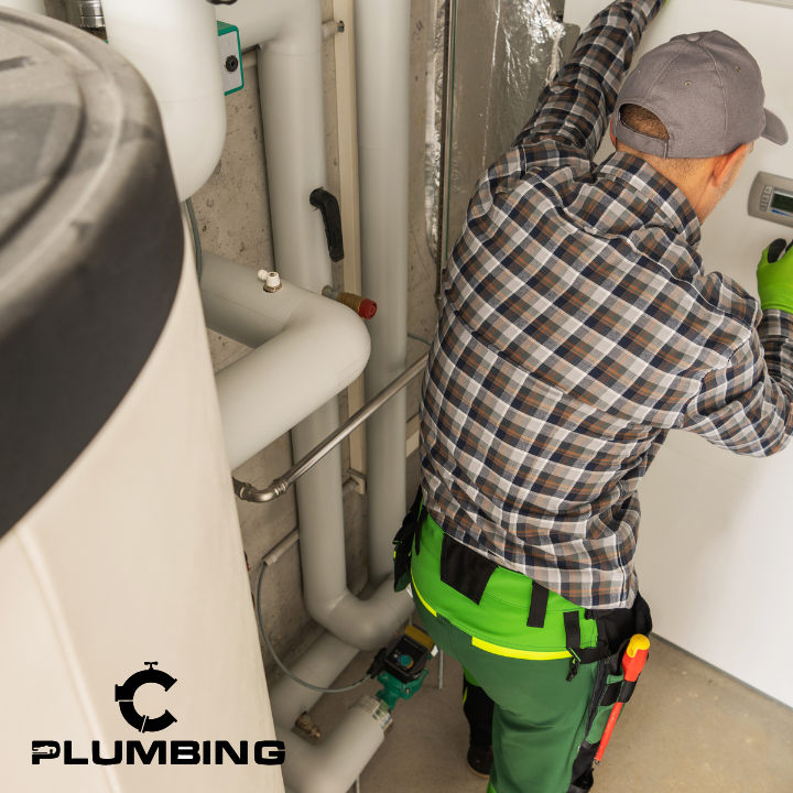 Plumber in castle rock, Colorado fixing a water heater.
