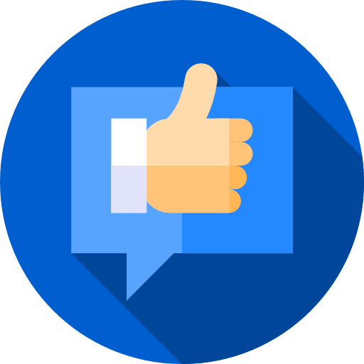 A hand is giving a thumbs up in a speech bubble.