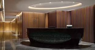 Project completed by AARONS beautiful lobby with lighting hospitality.
