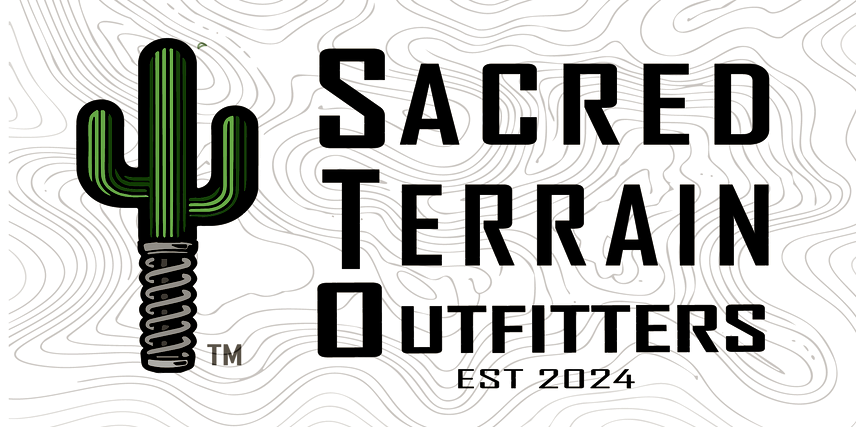The logo for sacred terrain outfitters 