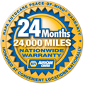 A sticker that says `` napa autocare peace of mind warranty honored at convenient locations nationally ''