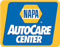 The napa autocare center logo is blue and yellow.