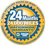 A sticker that says `` napa autocare peace of mind warranty honored at convenient locations nationally ''