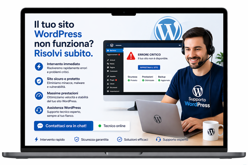 Supporto e assistenza per risolvere errori su wordpress