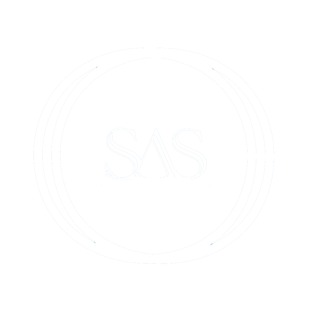 The word sas is written in a circle on a white background.