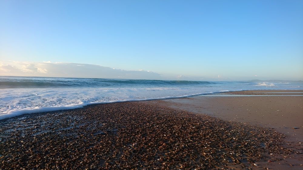 A Beach With Waves Crashing On The Shore And A Blue Sky — Alex's Vegetation in Lake Cathie, NSW
