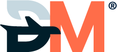 Logo with the letters DM in a stylized design. The 
