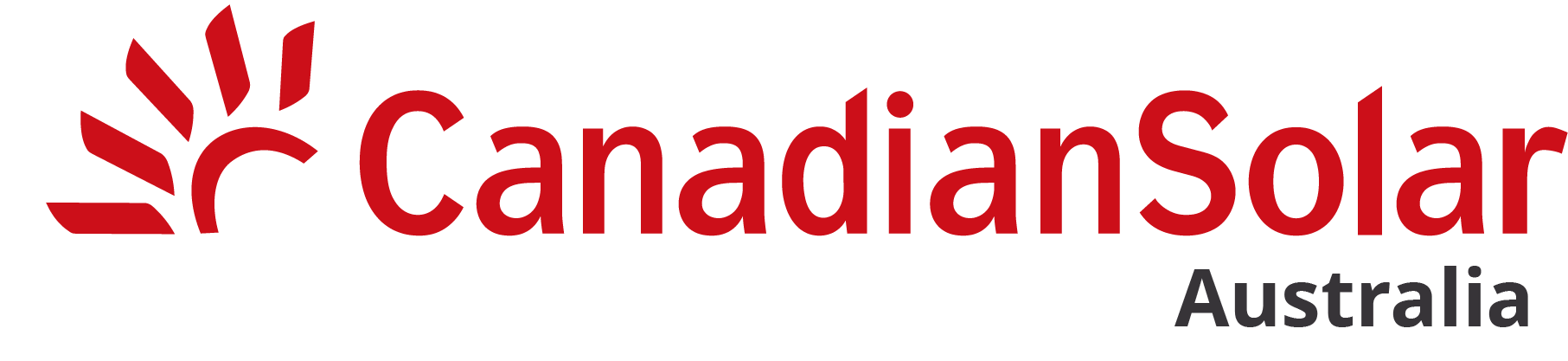 A red and white logo for canadian solar australia