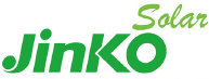 A green and white logo for jinko solar on a white background.
