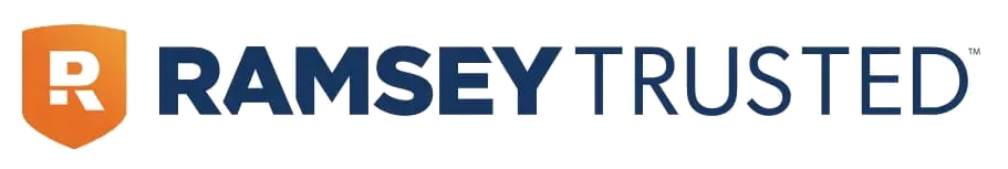 A logo for ramsey trusted with an orange shield