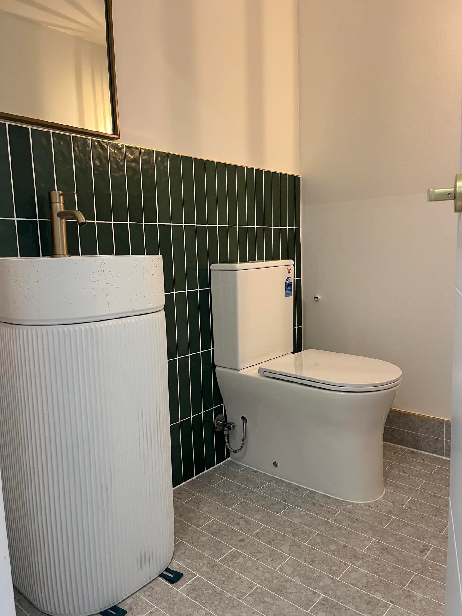 Modern Gray Tile Shower With Niche