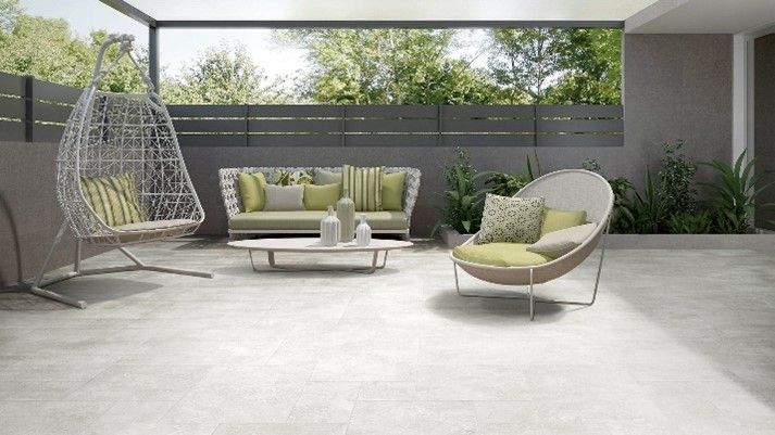 Picture of a modern patio with timeless outdoor tiles
