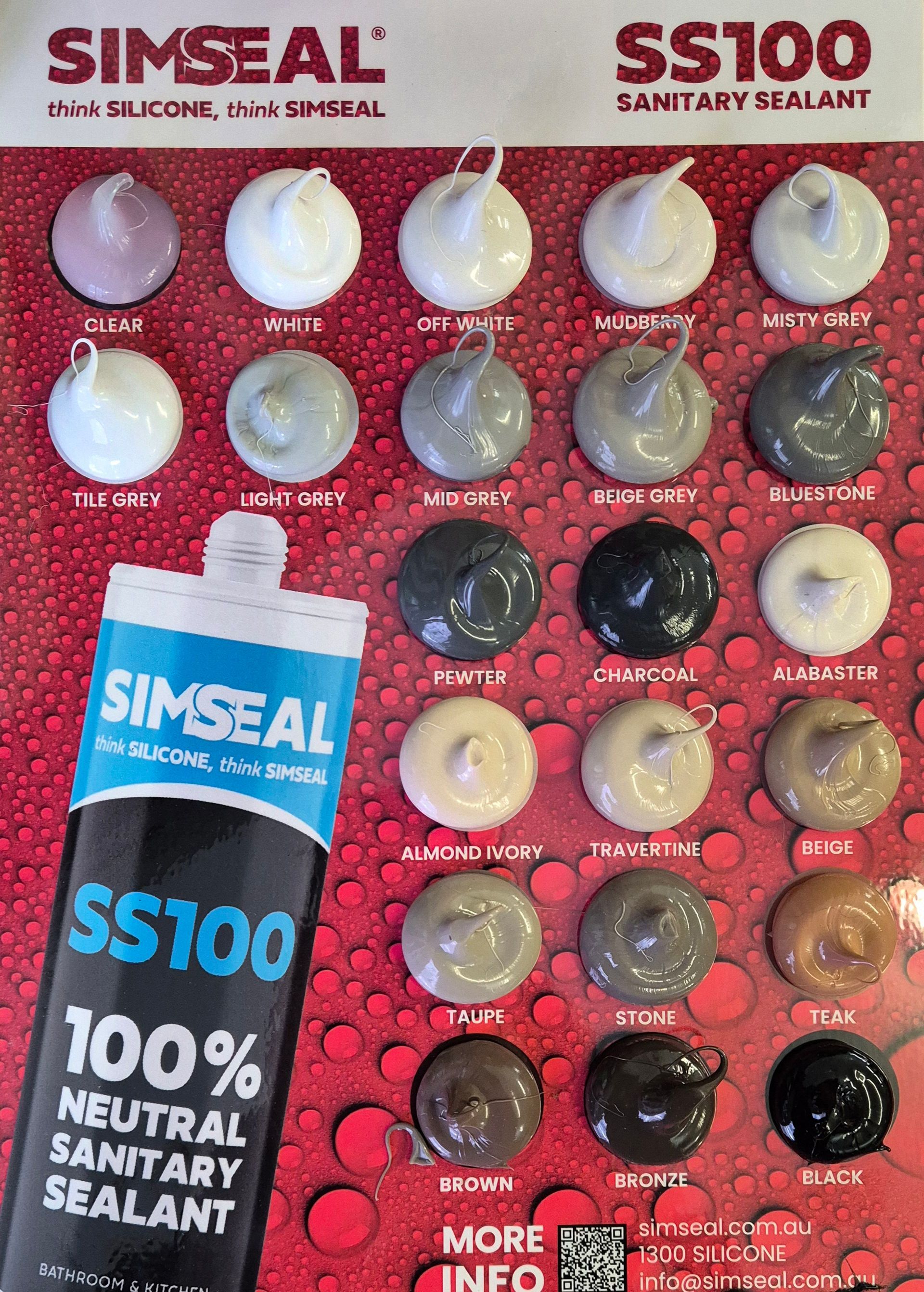 A bottle of simseal 100 % neutral sanitary sealant