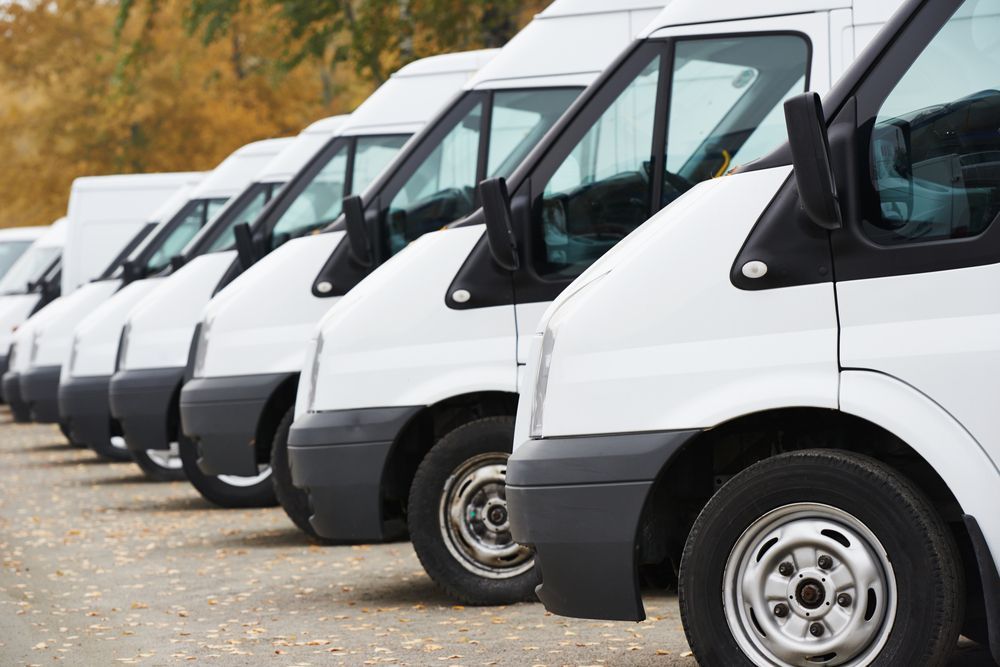 White Cargo Vans Parked in a Row, Possibly for a Company Fleet — Chris Albertini Automotive in North Lismore, NSW