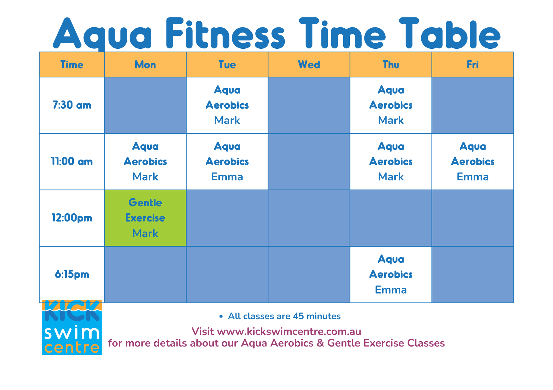 Fitness Timetable