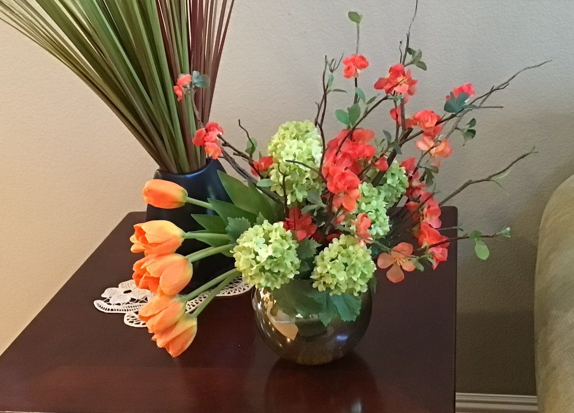 red and orange flowers