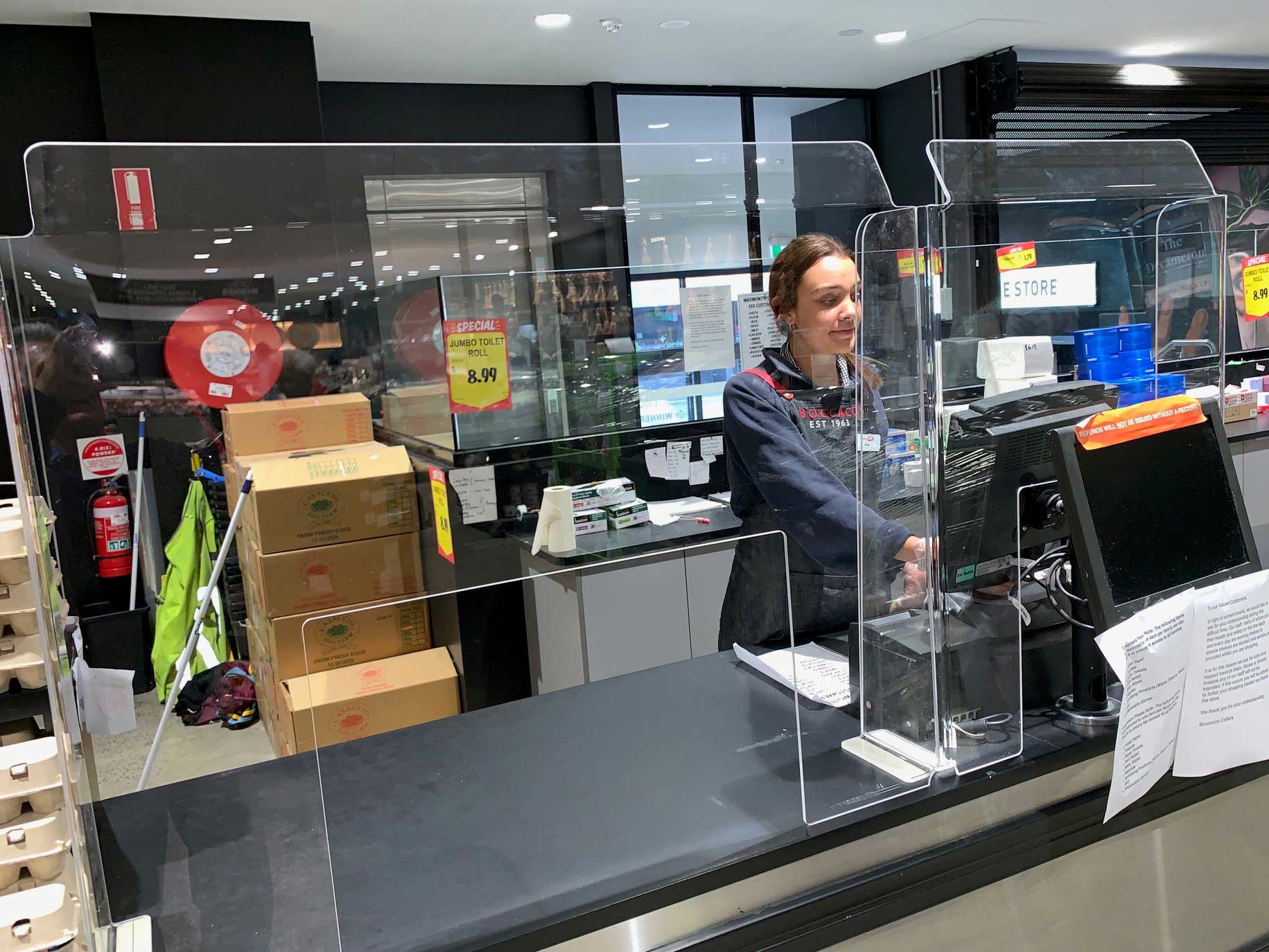 cash register, employee, glass
