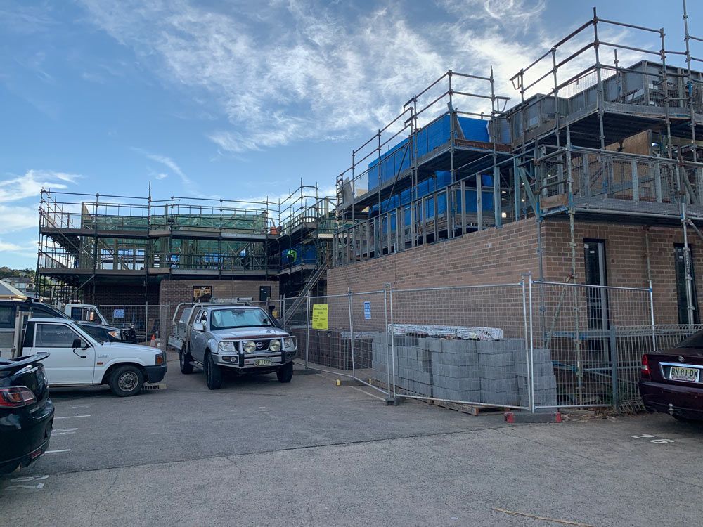 Scaffolding In The Construction Commercial Building — NRS Scaffolding Pty Ltd In Clifden, NSW