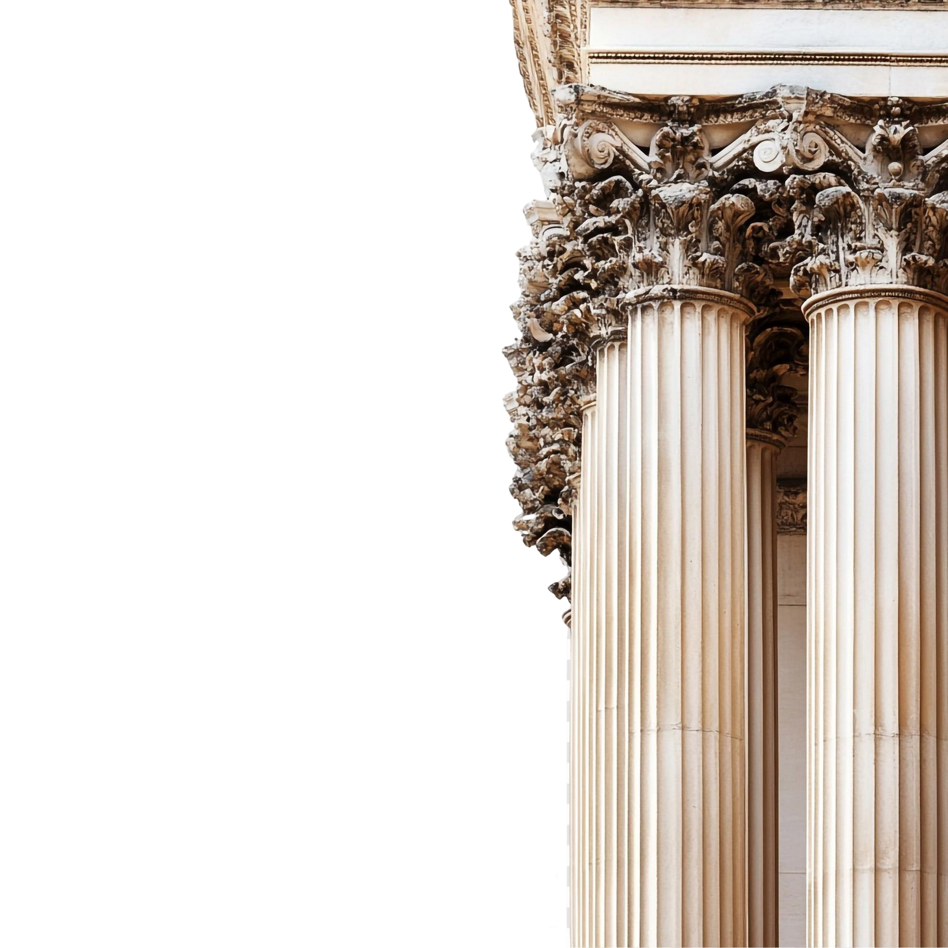 Columns with ornate capitals, cream-colored, against a white background.