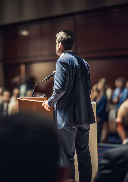 speaker at a political event