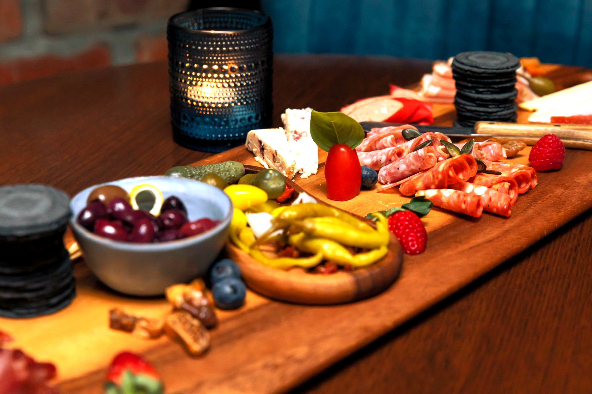 cheese platter and cold cut meat