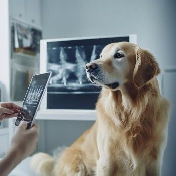 golden retriever dog getting x-rays