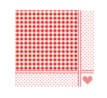 tovagliolo a quadri rosso e bianco
