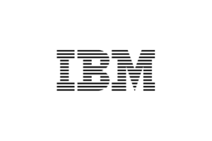 Svart og hvítt ibm lógó á hvítum bakgrunni