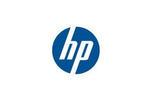 Blátt og hvítt hp lógó á hvítum bakgrunni