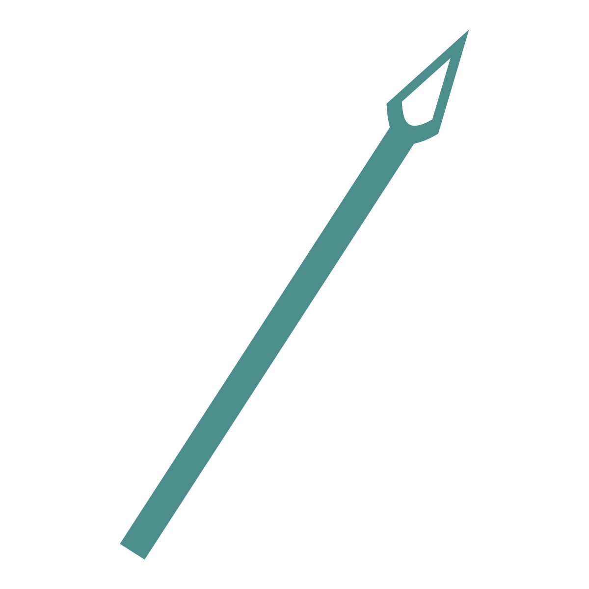 Light blue spear on a white background, angled upwards.