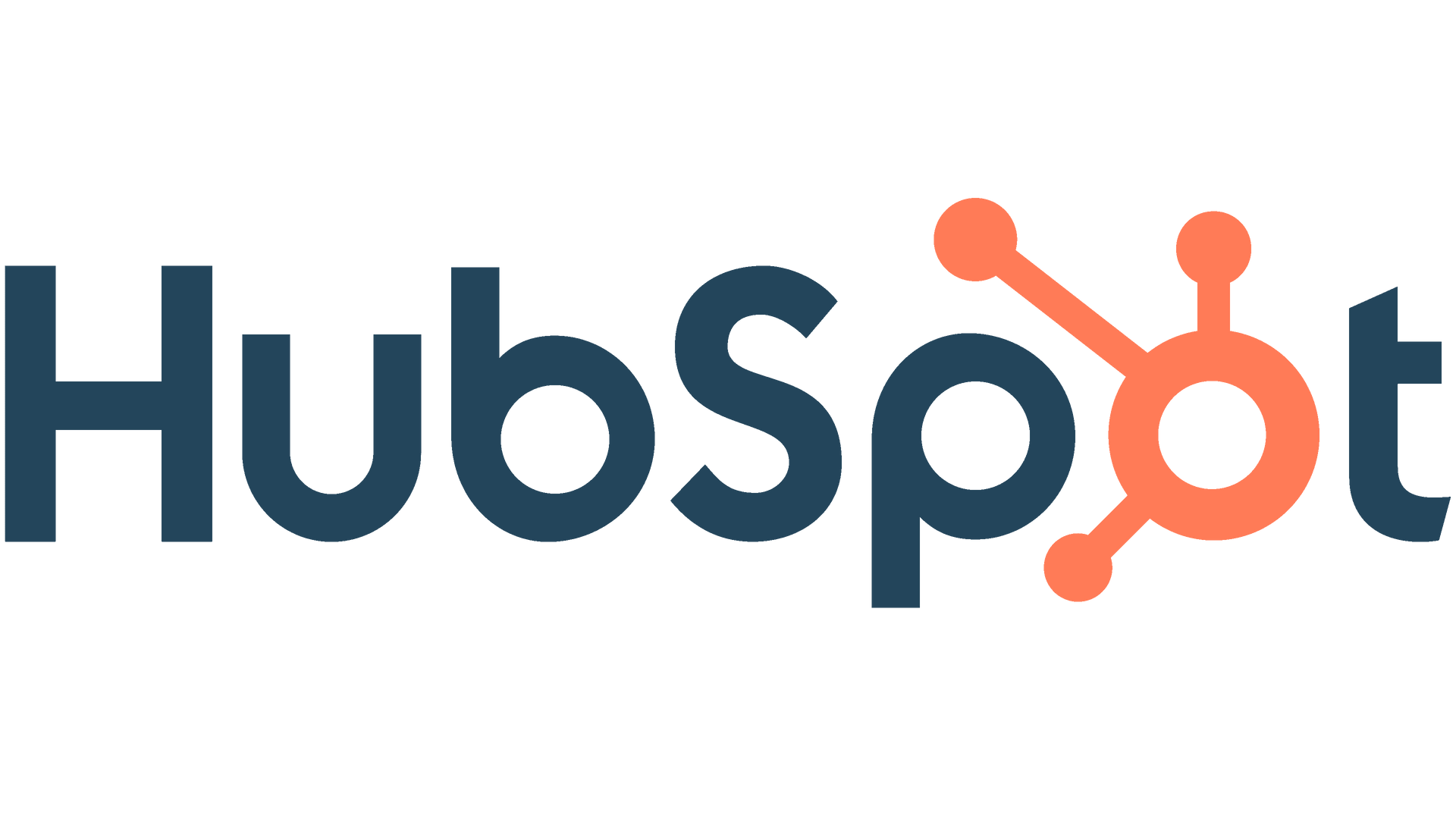 HubSpot logo: Dark blue text with orange connection graphic.