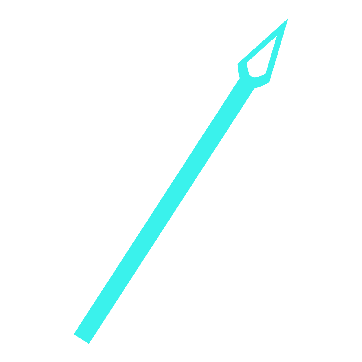 Light blue spear on a white background, angled upwards.