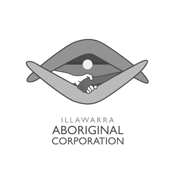 A black and white logo for illawarra aboriginal corporation