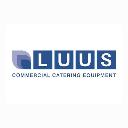 A logo for a company called luus commercial catering equipment.