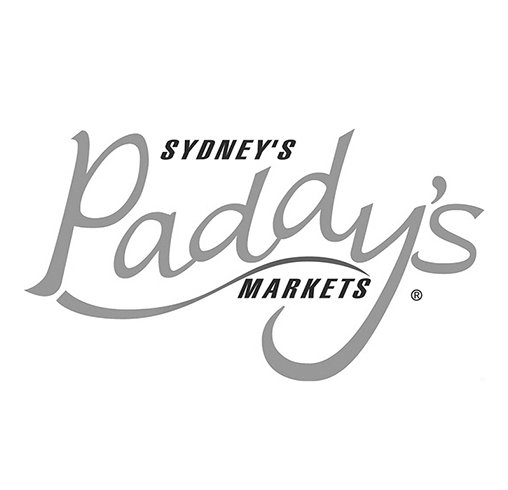 A logo for sydney 's paddy 's markets on a white background.