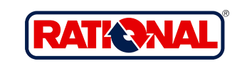 A red and blue rational logo on a white background