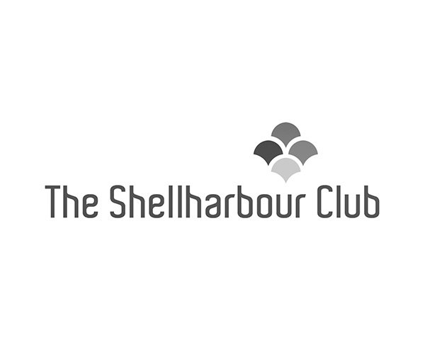 A black and white logo for the shellharbour club.