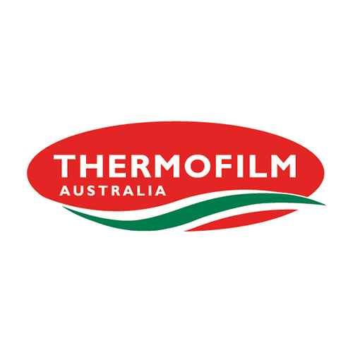 A red and green logo for thermofilm australia