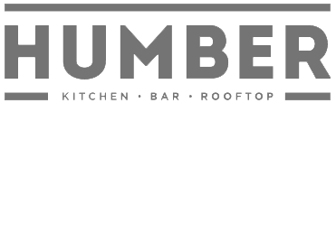 A black and white logo for humber kitchen bar rooftop.