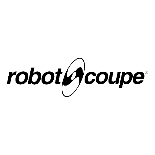 A black and white logo for robot coupe on a white background.