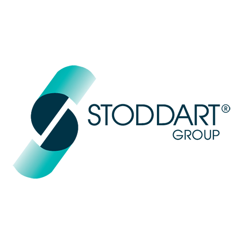 The stoddart group logo is a blue circle with a s on it.