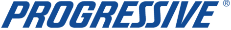 "PROGRESSIVE" insurance logo in blue.