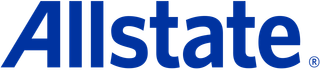 A blue allstate logo on a white background
